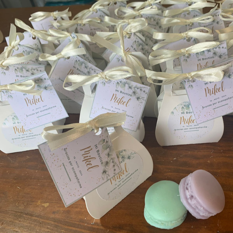 Jabón Recuerdito MINI MACARON caja con 2 piezas