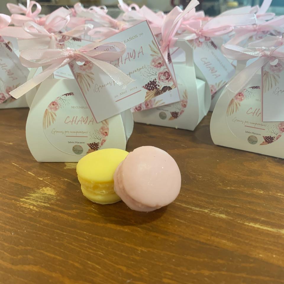 Jabón Recuerdito MINI MACARON caja con 2 piezas