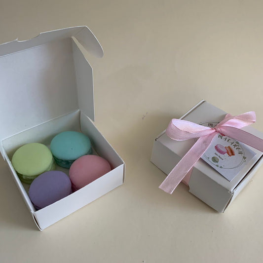 Jabón Recuerdito MINI MACARON caja con 4 piezas