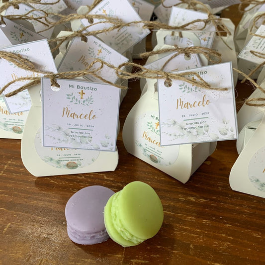 Jabón Recuerdito MINI MACARON caja con 2 piezas
