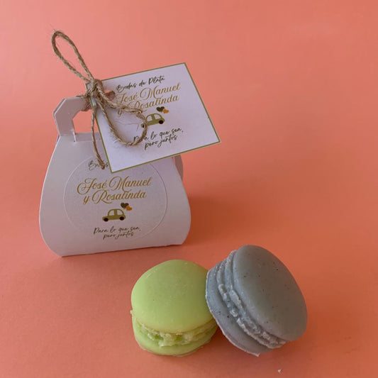 Jabón Recuerdito MINI MACARON caja con 2 piezas