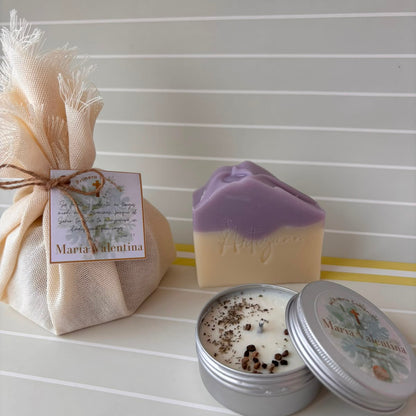 Kit recuerdito: jabón 100g + vela aromática 50g